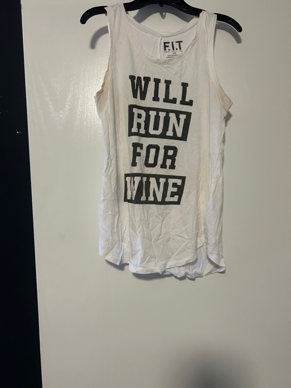 White Graphic Tank "Will Run For Wine"